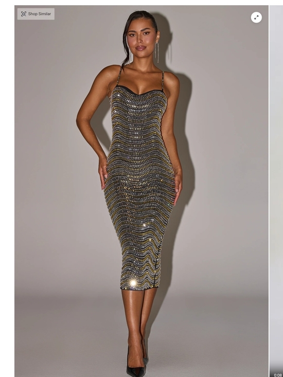 AKIRA Dresses & Skirts - AKIRA Medium Gold & Silver Rhinestone Midi Dress